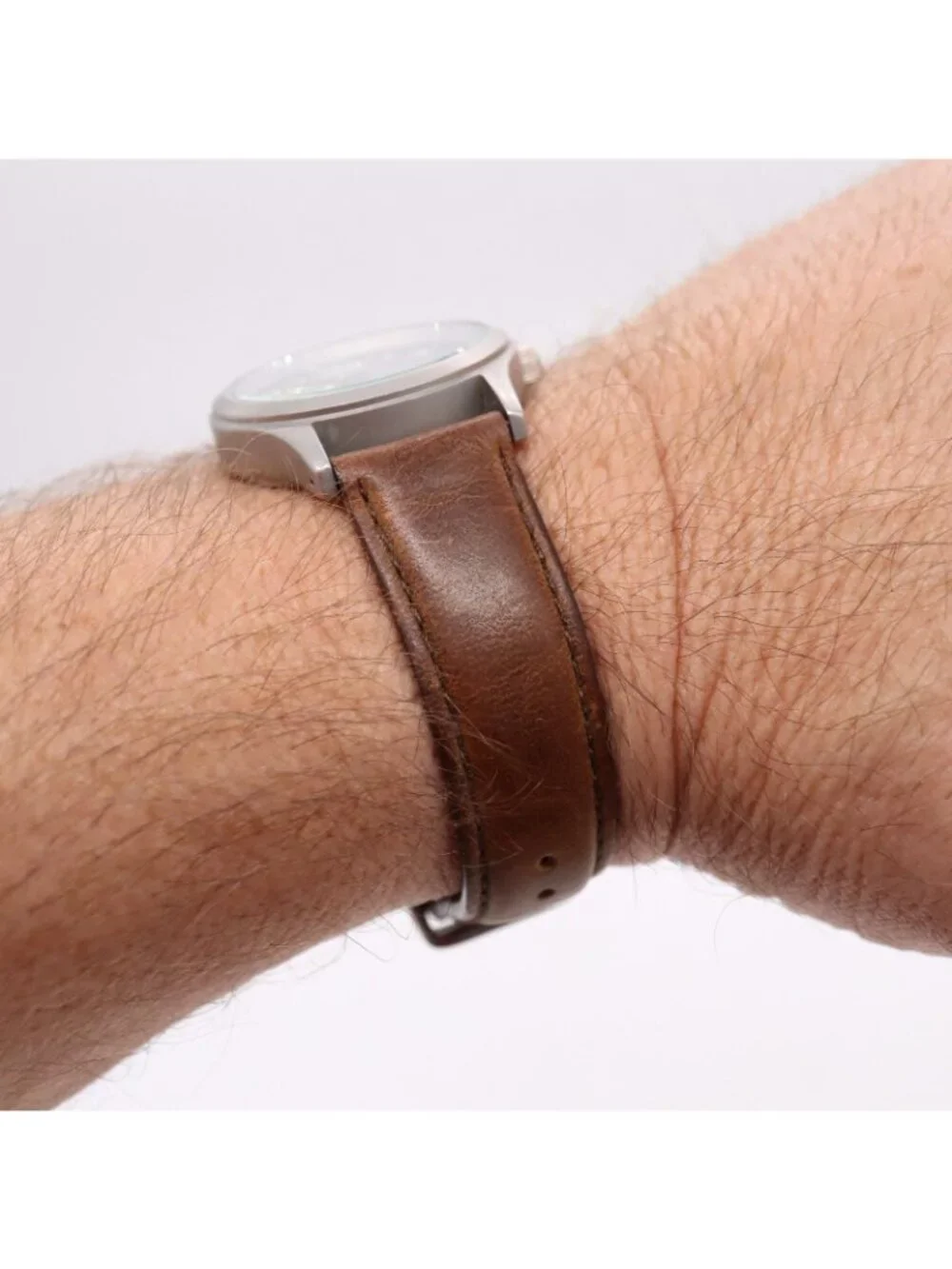 Eddie Bauer Light Up Field Men's Watch Perforated Dial Leather 1215 42102